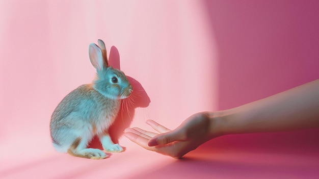 Sombra de la mano en forma de conejo de Pascua