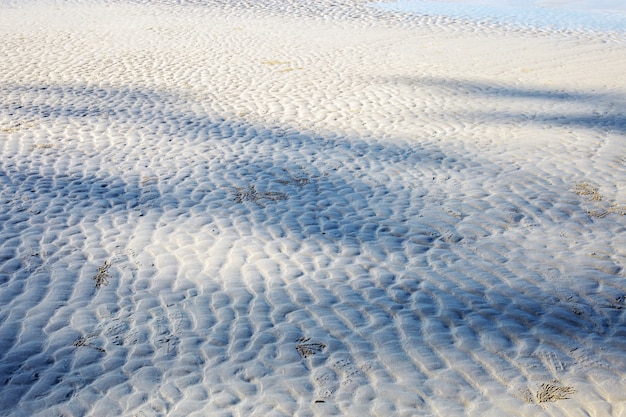 Foto sombra na praia da areia com fundo.