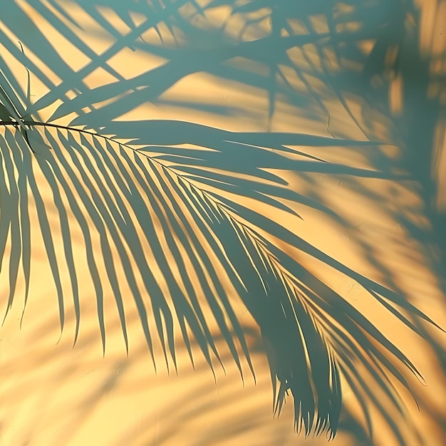 La sombra de la palmera como silueta en la pared alta y oscilante Foto creativa de fondo elegante