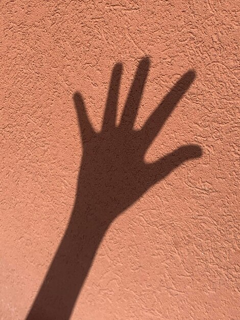 Foto sombra de una persona con la mano en la pared