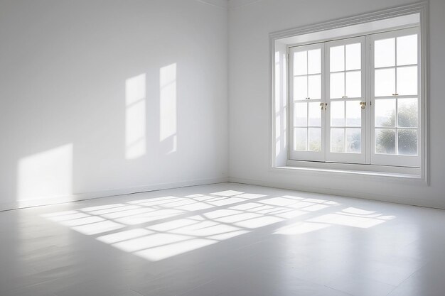 La sombra de la ventana en una habitación blanca