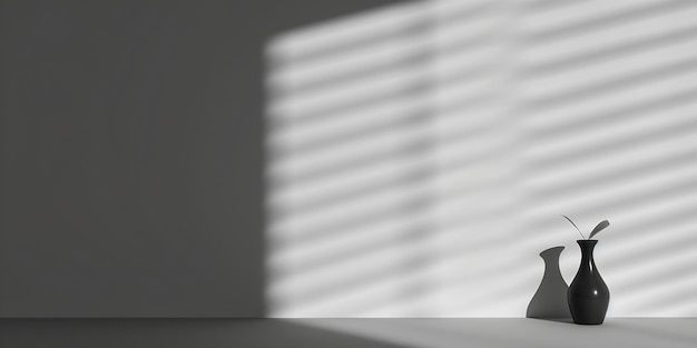 Sombra de la ventana sobre un fondo gris Espacio para la presentación del producto IA generativa