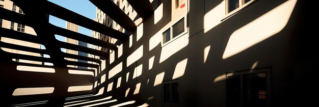 Foto sombras arquitectónicas abstractas en un entorno urbano que incorporan la interacción de luz y sombra en medio de las estructuras de la ciudad generative ai