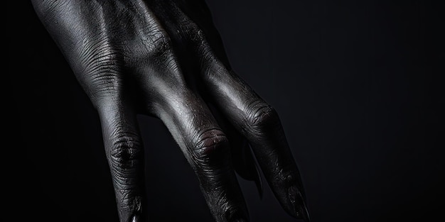 En las sombras, las manos de una bruja insinúan magia oscura y la tradición de Halloween AI Generative