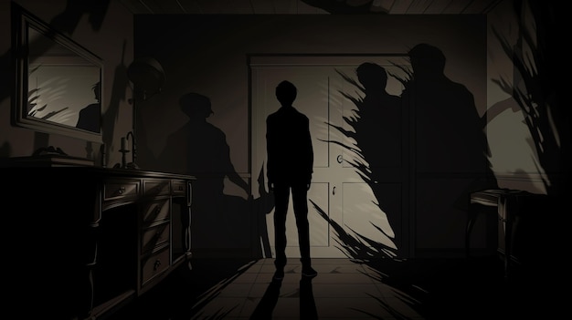 Foto las sombras oscuras una ilustración de violencia de dibujos animados con cabincore y influencias de tetsuya ishida