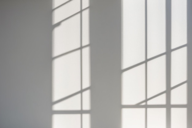 Sombras en la pared superposición de sombras negras claras abstractas de la ventana en la pared de textura blanca