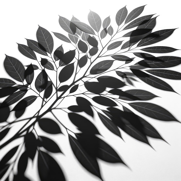 Foto las sombras de varias plantas en un fondo blanco puro