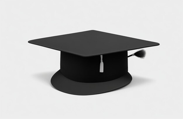 Sombrero académico cuadrado sobre fondo blanco