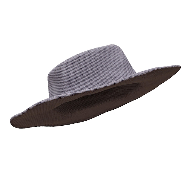 Sombrero aislado en blanco Accesorio de vacaciones de verano de color gris