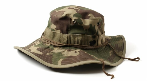 Foto un sombrero boonie de camuflaje con ala ancha