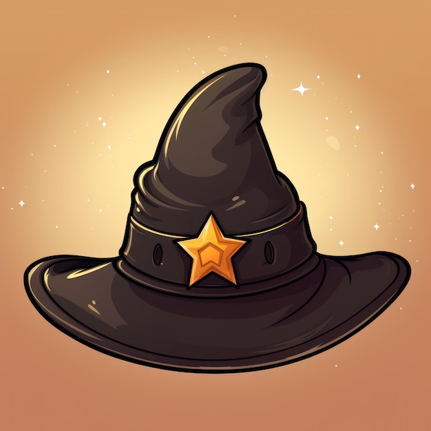Foto sombrero de bruja de halloween con una estrella en la ilustración superior