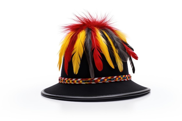 Foto un sombrero de caza alemán con plumas y tres cuerdas con los colores de alemania separados del surro