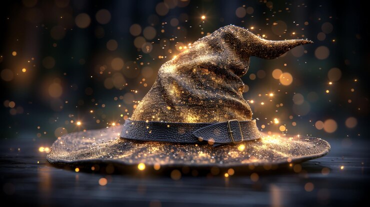 Sombrero de clasificación encantado en alta resolución 8K del universo fantástico de Harry Potter