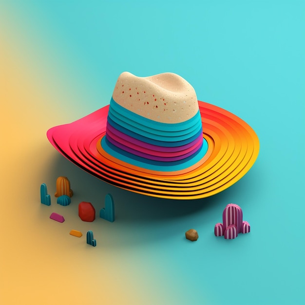 Foto un sombrero colorido con la palabra playa