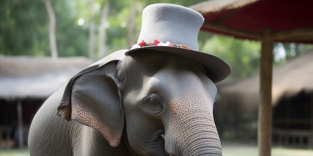 El sombrero de copa en el elefante