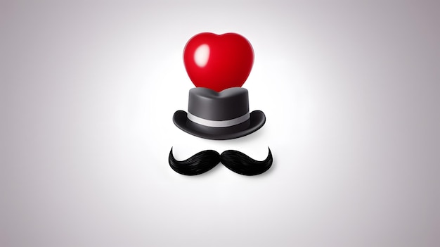 Un sombrero con un corazón y un sombrero con bigote.