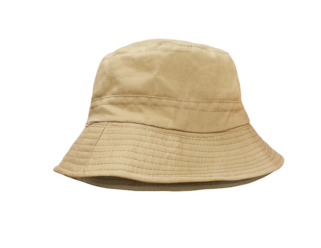 sombrero de cubo marrón aislado en blanco