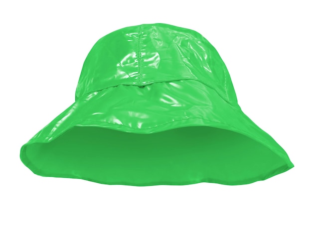 Foto sombrero de cubo de plástico verde aislado sobre fondo blanco