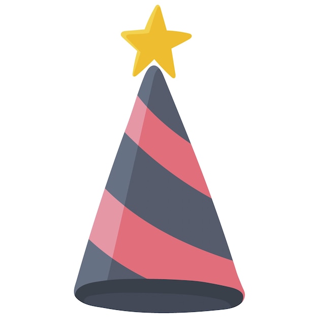 Sombrero de cumpleaños con punta de estrella y patrón a rayas