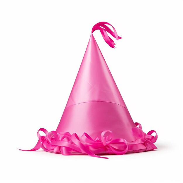 Sombrero de cumpleaños rosa aislado en blanco