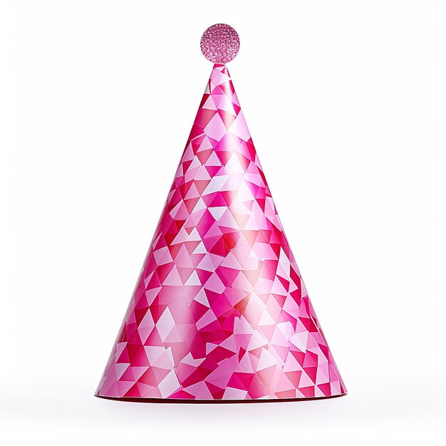 Foto sombrero de cumpleaños rosa aislado en un fondo claro