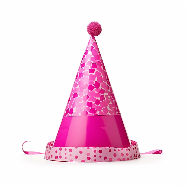 Sombrero de cumpleaños rosa aislado en un fondo claro