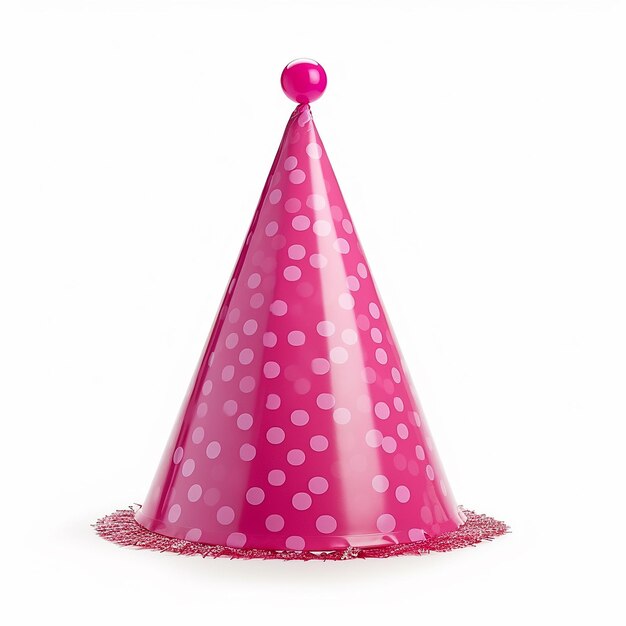 Sombrero de cumpleaños rosa aislado en un fondo claro