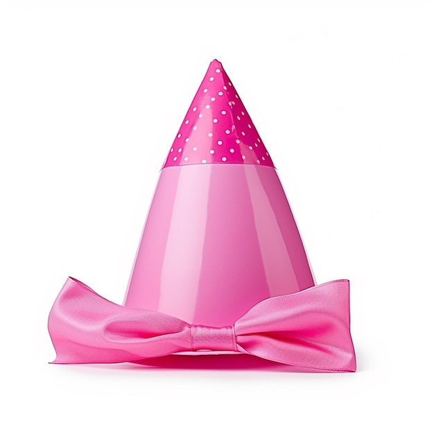 Sombrero de cumpleaños rosa aislado sobre fondo blanco claro
