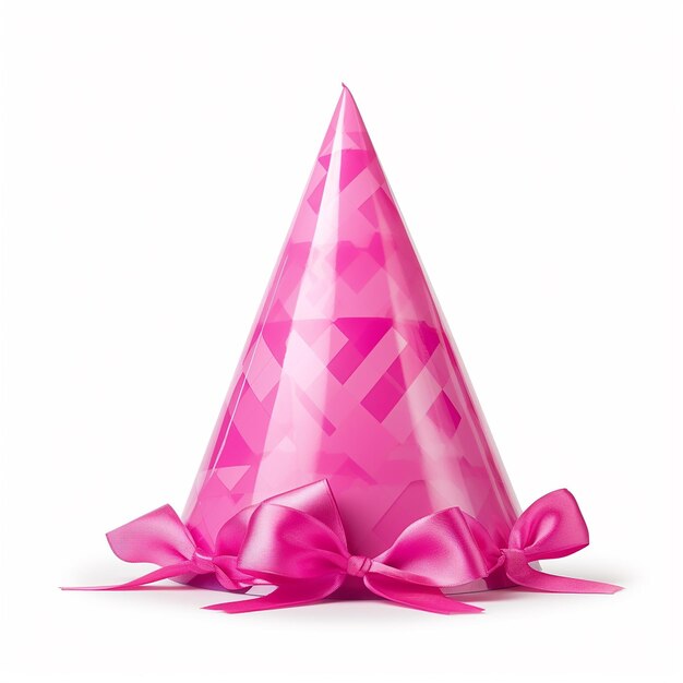 Sombrero de cumpleaños rosa sobre blanco