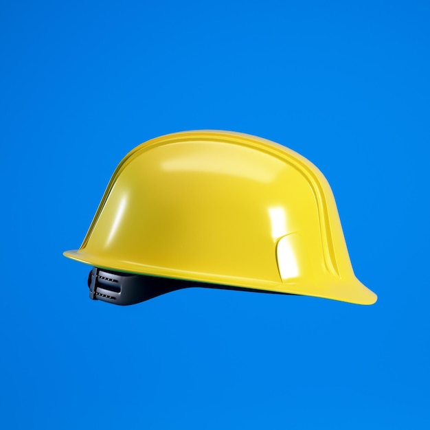 Foto sombrero duro aislado en fondo azul con espacio de copia renderizado en 3d