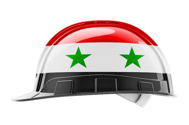 Foto sombrero duro con renderizado 3d de bandera siria