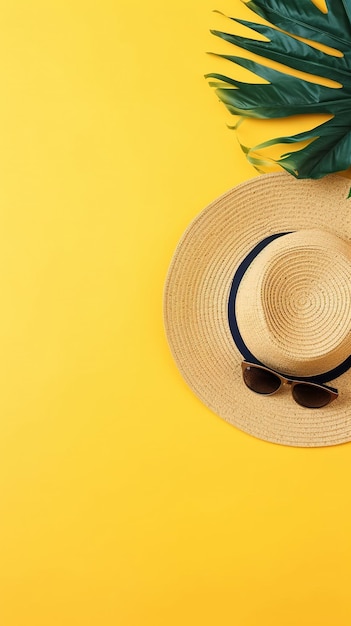 Sombrero con flor Accesorios de playa para mujeres Bolso sombrero de paja Exposición tropical