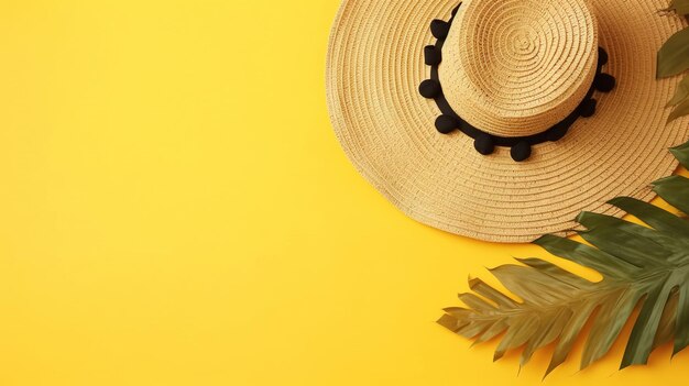 Sombrero con flor Accesorios de playa para mujeres Bolso sombrero de paja Exposición tropical