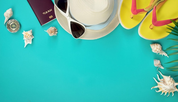 Un sombrero, gafas de sol y un sombrero están sobre una mesa con un plato y un libro.