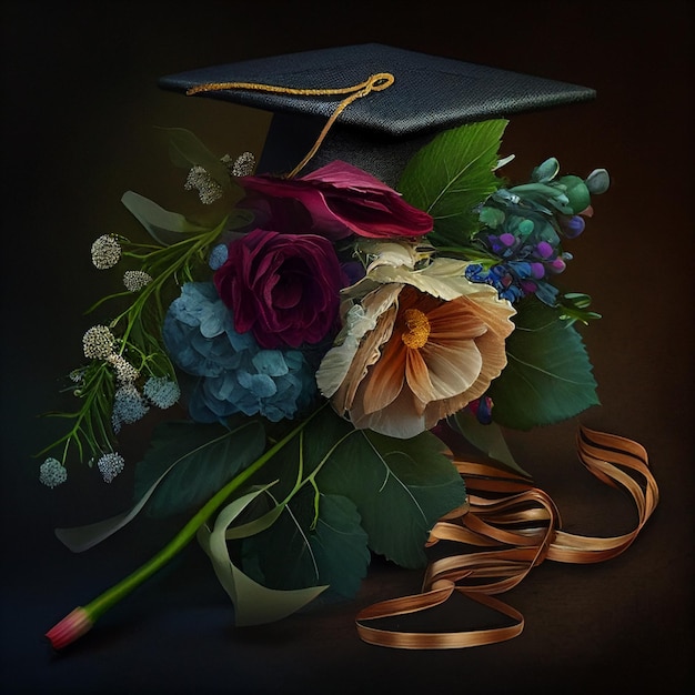 Sombrero de graduación gorra académica gorra de graduado con flores