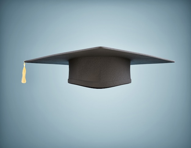 Sombrero de graduación negro aislado