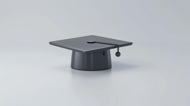 Foto sombrero de graduación negro en fondo blanco renderizado en 3d