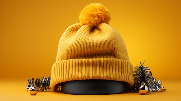 Sombrero de invierno amarillo