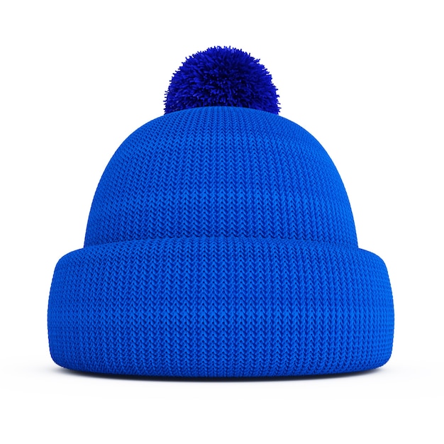 Sombrero de invierno tejido azul aislado