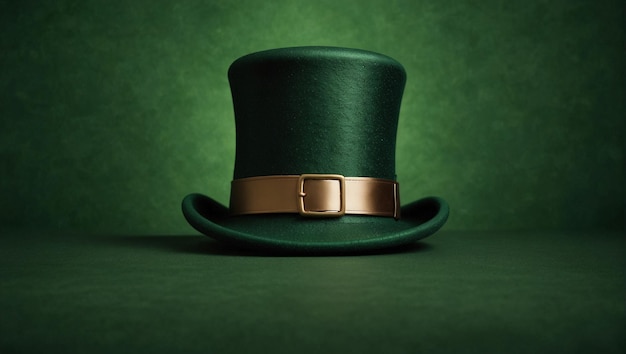 Sombrero de leprechaun de San Patricio con un borde elegante y un fondo verde