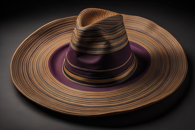 Foto sombrero de moda en un fondo de color sólido ai generativo