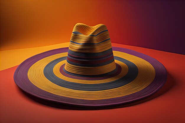 Sombrero de moda en un fondo de color sólido