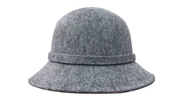 Sombrero de mujer gris aislado en blanco