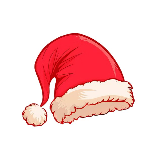 Sombrero de Navidad rojo de Papá Noel con recorte aislado en transparente