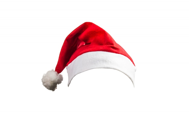 Foto sombrero de navidad sobre fondo blanco