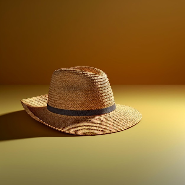 un sombrero de paja con una banda azul y una banda negra.