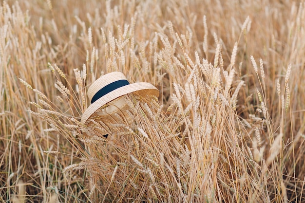 Sombrero de paja en espigas de trigo.