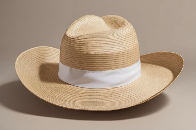 Sombrero de paja para mujer con banda blanca