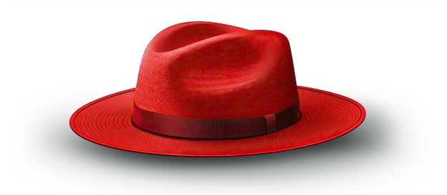 Sombrero de Panamá vintage rojo aislado sobre fondo blanco.