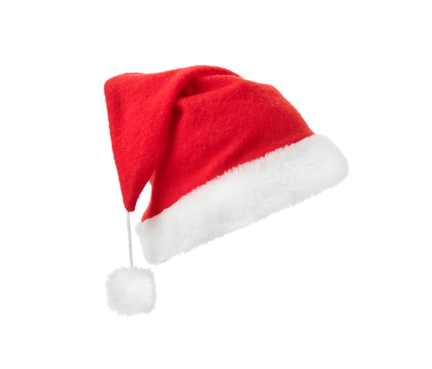 Sombrero de Papá Noel de color rojo o gorra roja de Navidad aislado sobre fondo blanco Fácil de seleccionar objeto
